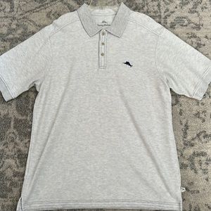 NEW TOMMY BAHAMA POLO SHIRT OFF WHITE LIGHT GRAY MENS LARGE L SUPIMA